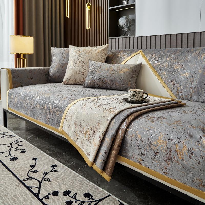 New Light Luxury Premium Sofa Cover Cloth Fixed Anti Slip Leather Sofa Cushion Four Seasons Universal Minimalist Versatile