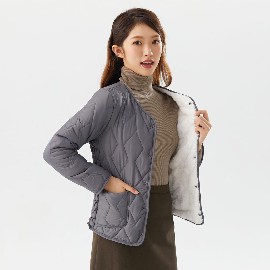 Winter Jacket Cotton Clothing Women's Short Lightweight and Enlarged Cotton Jacket Home Liner Cotton Jacket Female Fashionable Warmth and Comfort 8209
