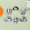 Unique Geometric Skull Head Brooch With Pumpkin Design For Halloween Celebrations