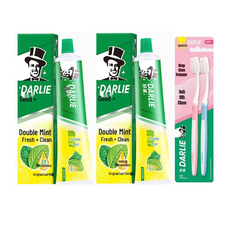 Hawley Double Mint Toothpaste 2-Pack with Toothbrushes