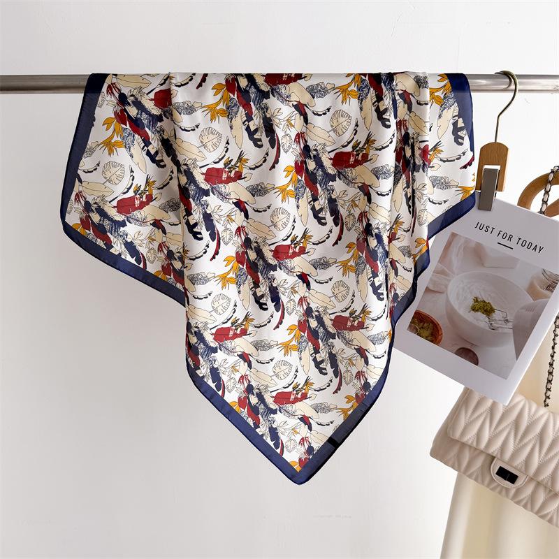 New landscape printed silk scarf square scarf high-end shawl professional versatile neck small square scarf headscarf women'