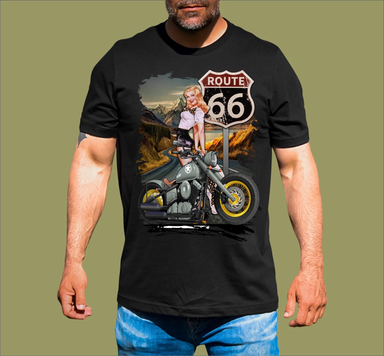 MOTORCYCLE ROUTE 66 T-SHIRT 4XL