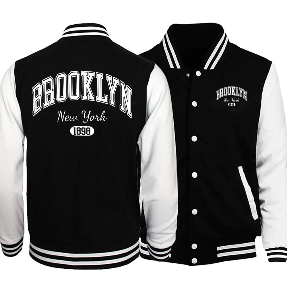 Brooklyn New York 1898 City Letter Printed Man Jackets Preppy Style Baseball Uniforms Casual S-3XL High Street Motion Tops