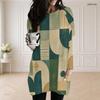 Women Plus Size Round Neck Long Sleeve Geometric Printed Loose Longline Top With Pockets