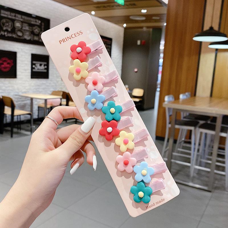 Cartoon Hairpin for Little Girls, Cute Bangs Clip for Kids, Plastic Resin Hair Accessories, Fabric Headwear for Children