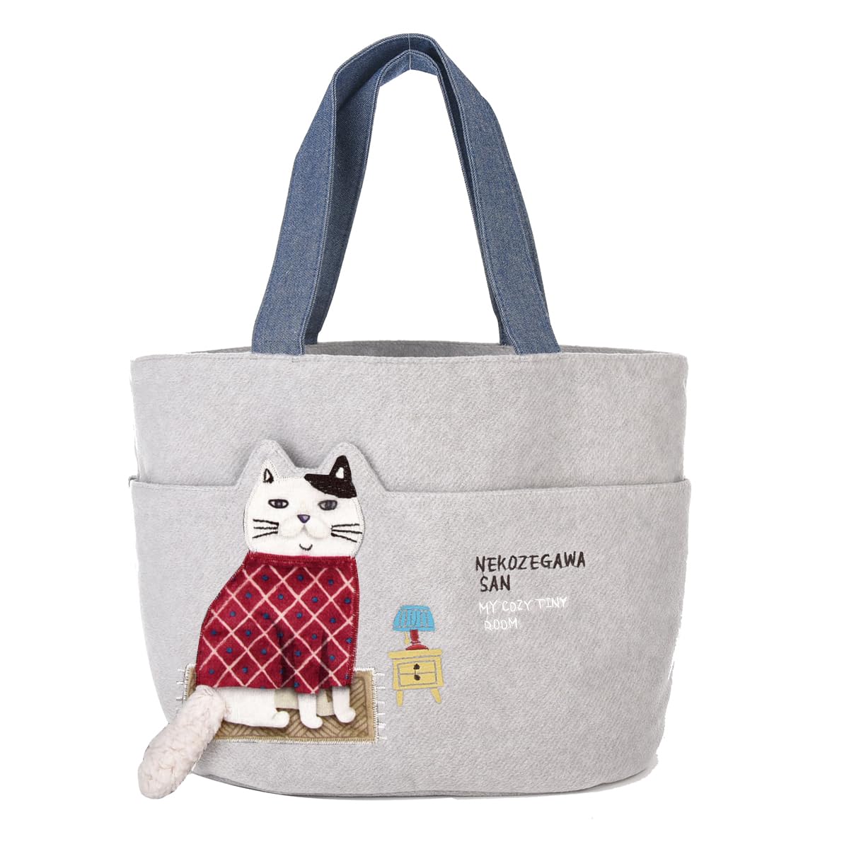 Kusguru Япония Флисовая корзина-сумка-тоут, Женская, Серая