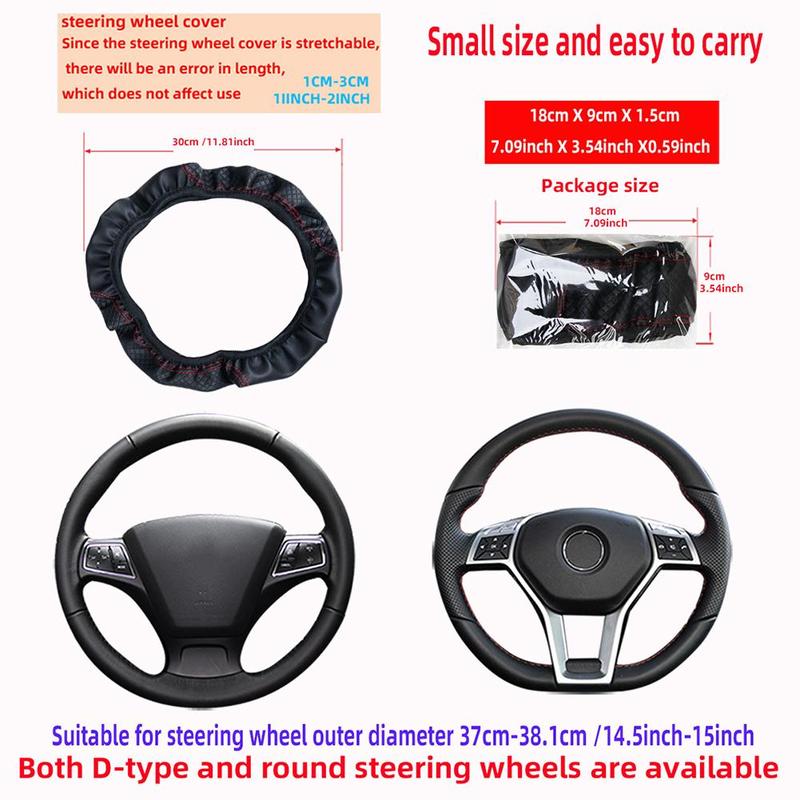 Universal Steering Wheel Cover Anti Slip Embossed Leather Car Grip Protector 38cm Automobile Interior Decoration Supplies
