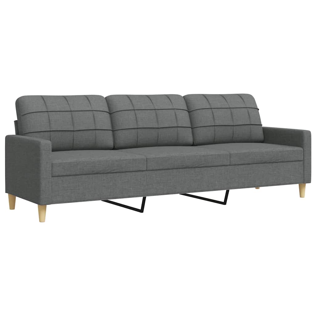 3 Seater Sofa Dark Grey 210 Cm Fabric