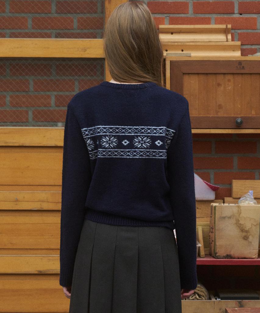 ANDNEEDS Naomi Logo Jacquard Knit (Navy)