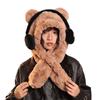 Winter Thickened Cute Headphones Bear Hat Scarf Plush Ear Protection Lei Feng Hat Riding Cold Pullover Hat