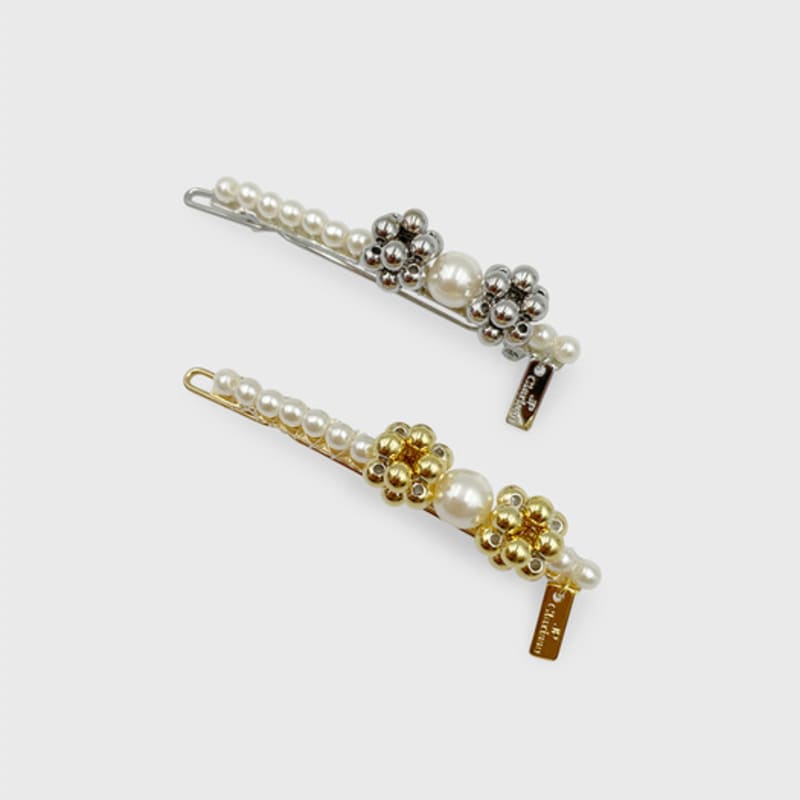 Barrette à cheveux fleur boule métal Jean Paul Clarisse LFSL0293