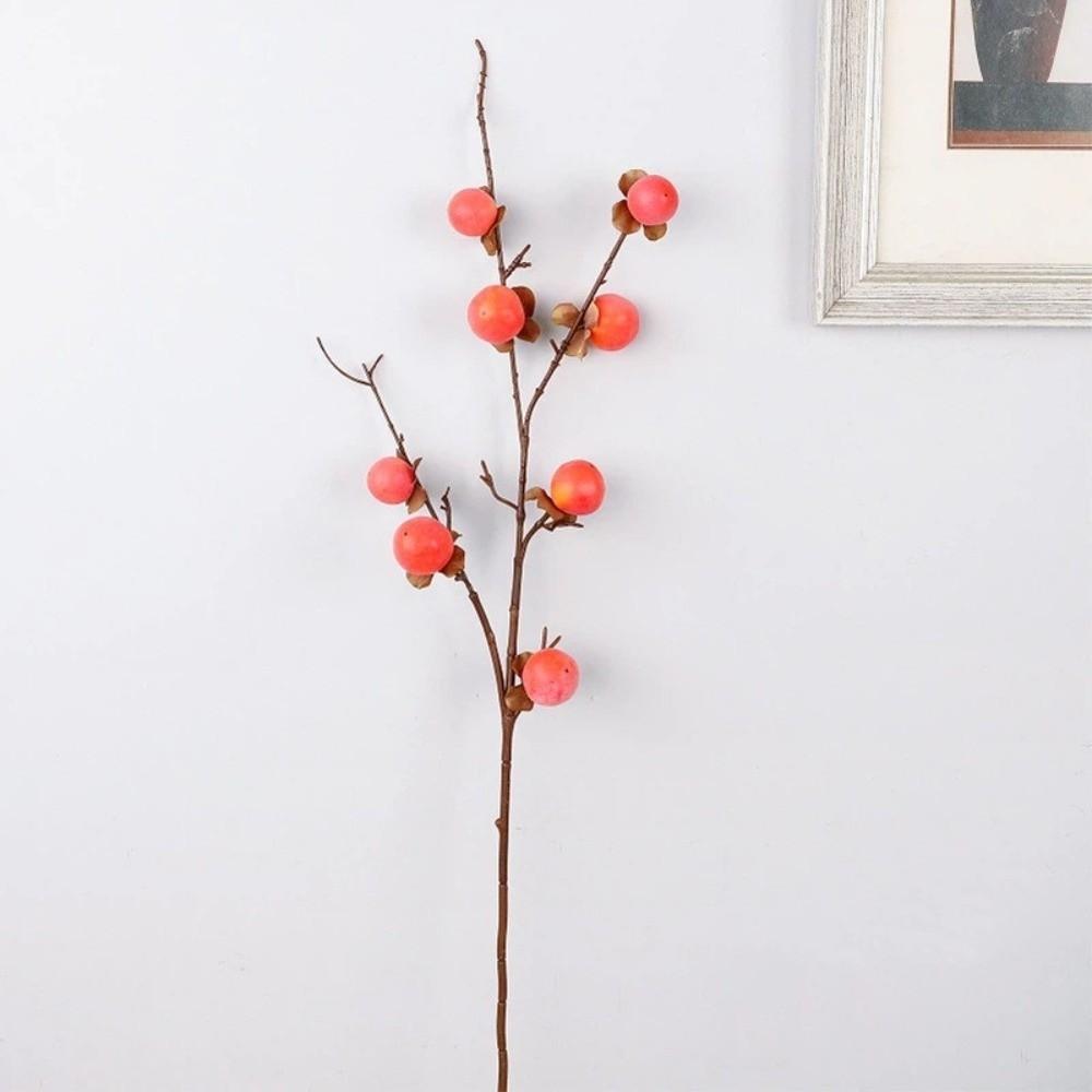 Realistic Artificial Persimmon Branch 8 Heads Artificial Fruits Branches Spring Festival