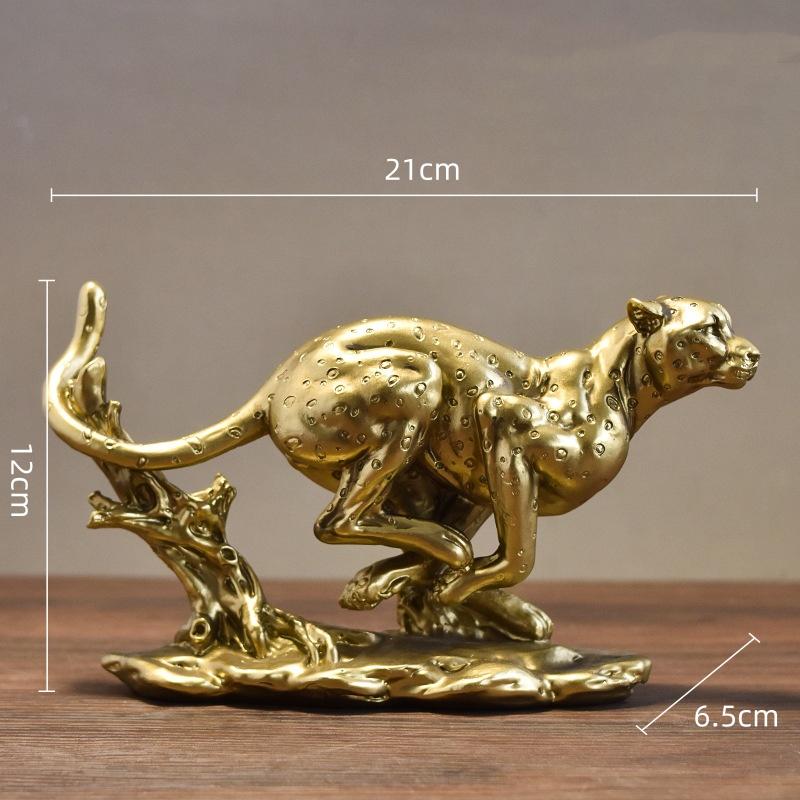 Resin Handicrafts Simulated Animal Sculptures Golden Leopard Cheetah Leopard Jaguar Running Figurine Home Decoration Accessories