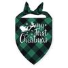 My First Christmas Print Dog Bandanas Large Pet Scarf Pet Bandana for Dog Plaid Bow Ties Collar Cats Dogs Xmas Scarf Accessories