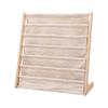Solid Wood Kids Sling Bookshelf With Canvas Pockets And Large Capacity Perfect For Nursery Playroom Bedroom