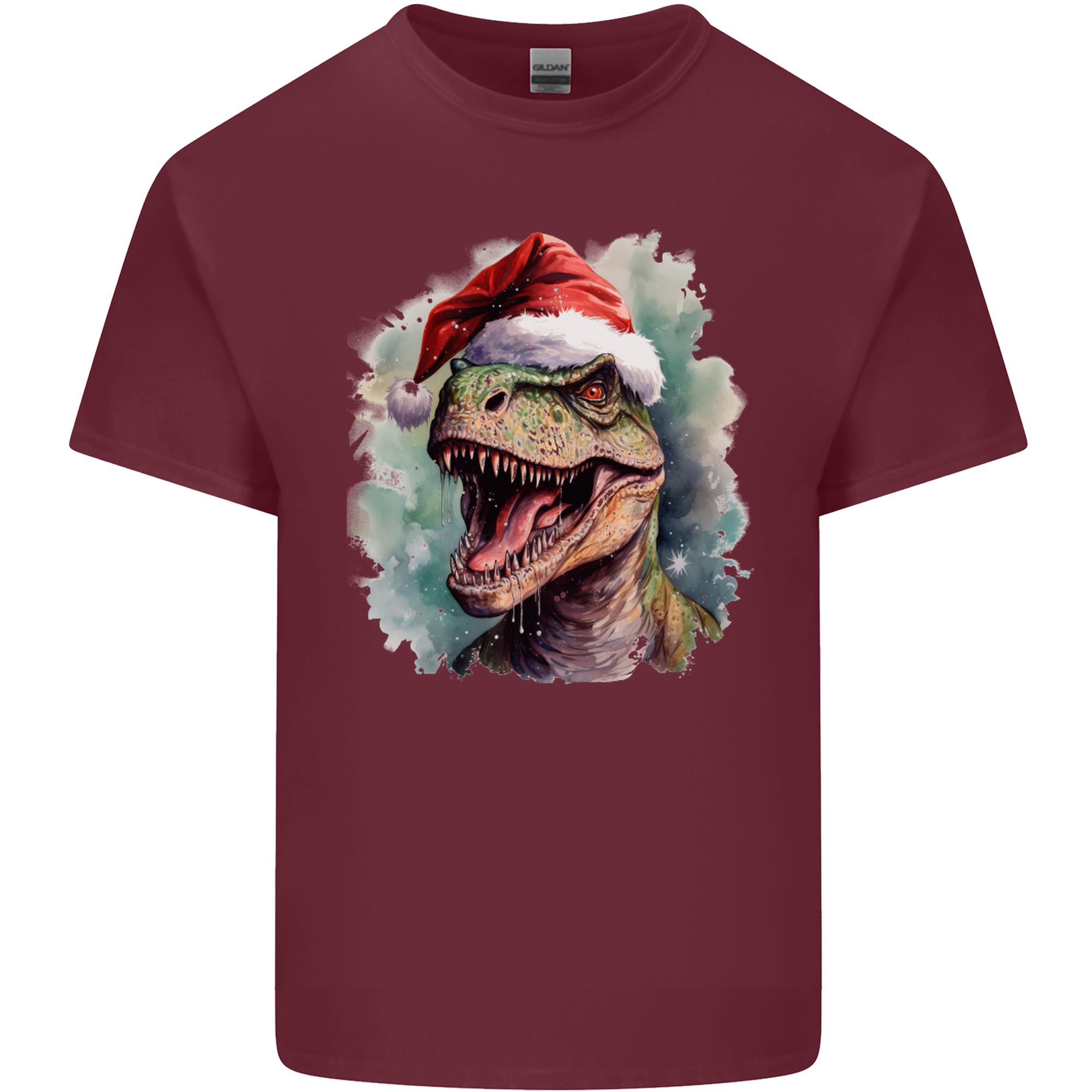 Christmas TRex Dinosaur Xmas Hat Unisexs Light Cotton TShirt S