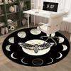 Crystal Velvet Carpet Crystal Velvet Gothic Bohemian Round Mat - 3D Horror Skull Moth & Moon Phase Design Black Mat with