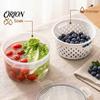 Double-layer Food Storage Container Round Fruit Vegetable Container, 2-Layer Food-Grade PP Crisper with Sealed Organizer for Fridge Drain Basket,