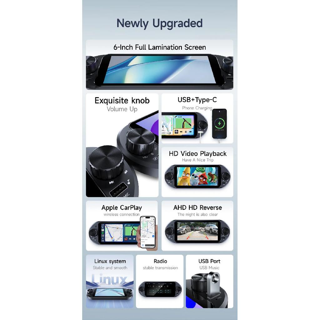 JIUYIN 1Din IPS 6 Inch Wireless Carplay Android Auto Car Radio Multimedia Video MP5 Player Touch Screen Universal Audio Stereo