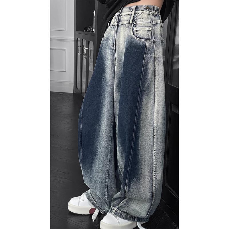 

JYL Men s Tie-Dye Jeans Blue Gradient Vintage Washed Straight Wide-Leg Denim XXL сплав помаранчевий колір