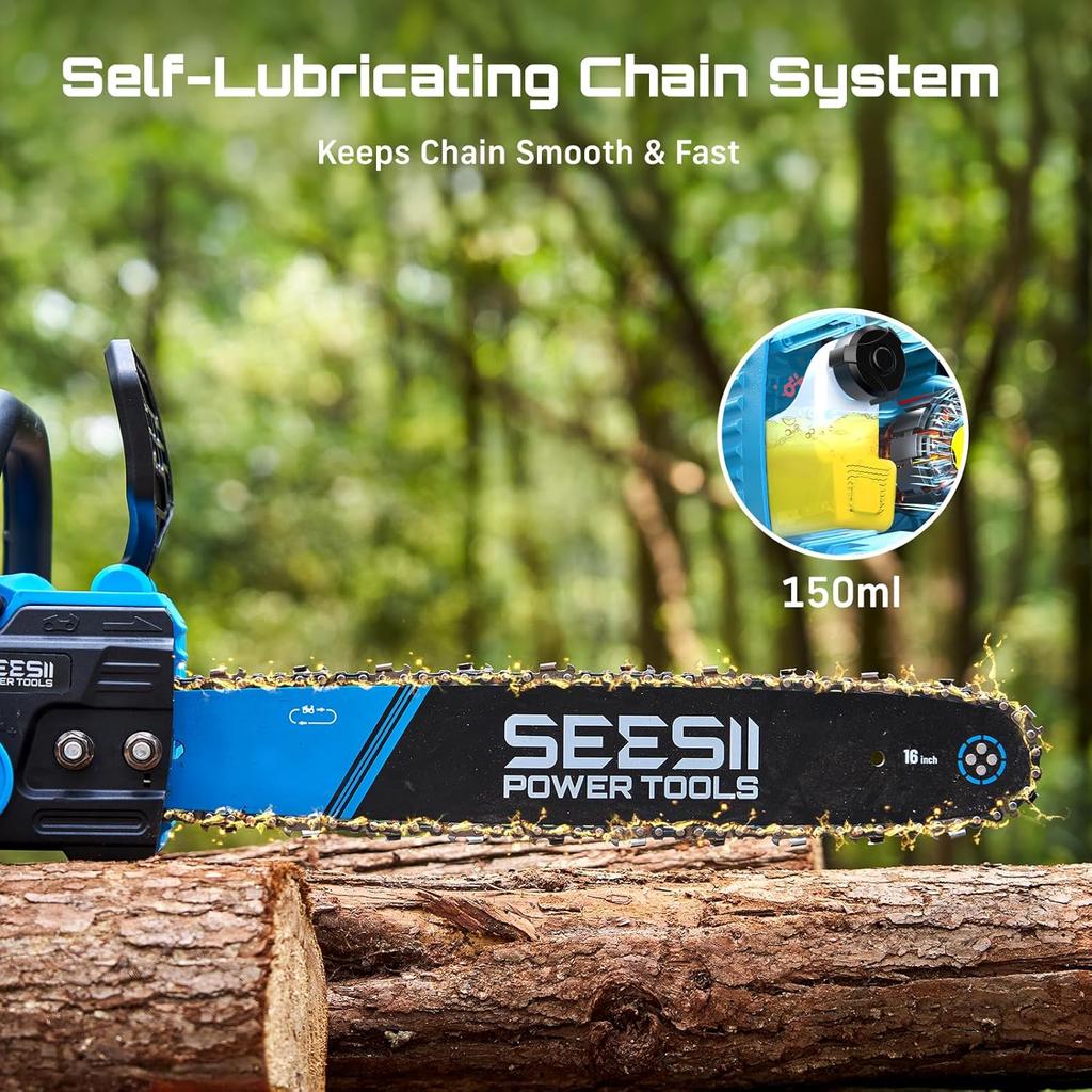 Seesii 40V 16''Cordless Chainsaw Brushless Electric Chain Saws Woodworking Tools Handheld Garden Cutter For Makita Battery Pin