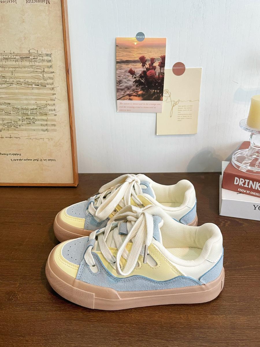 

Niche original thick baseplate shoes women s 2025 spring and autumn new fashion versatile explosion casual shoes chic bread shoes tide 35 синий