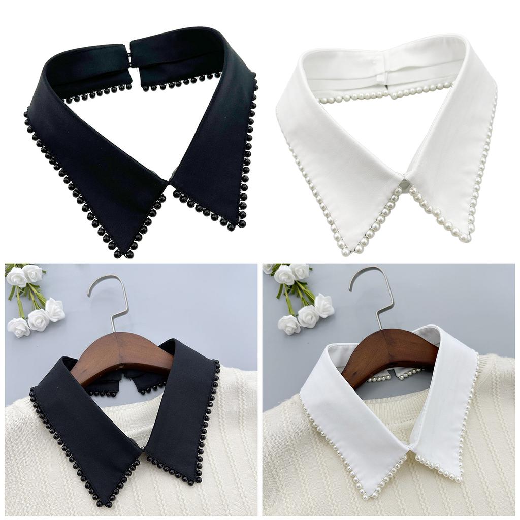 Elegant Detachable False Collar Beads Trim Lapel Ladies Sweater Shirt Sewing False Collar Sweater Dress Supplies