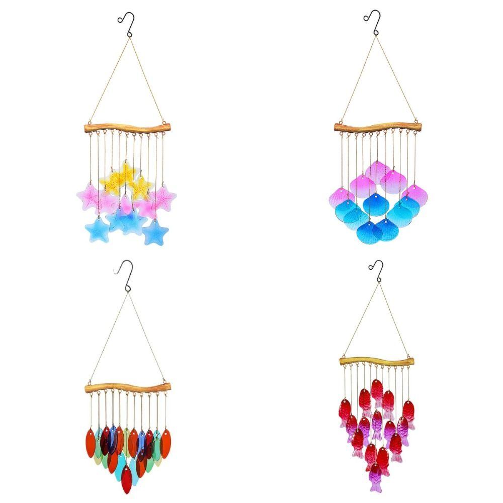 Gartendekoration Kreatives Fischförmiges Windspiel Muschel Bunt Sonnenfänger Eisenkunst Exquisites Hängeornament Hof