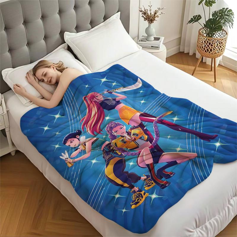 K-Pop Demon Hunters Fan Gifts Blanket Anime Flannel Throw Blanket Suitable Home Leisure Camping Travel Multifunctional Blanket