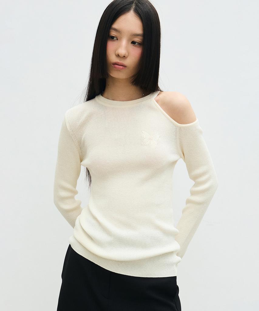 Nigaennikol Cut Out Butterfly Knit_Cream