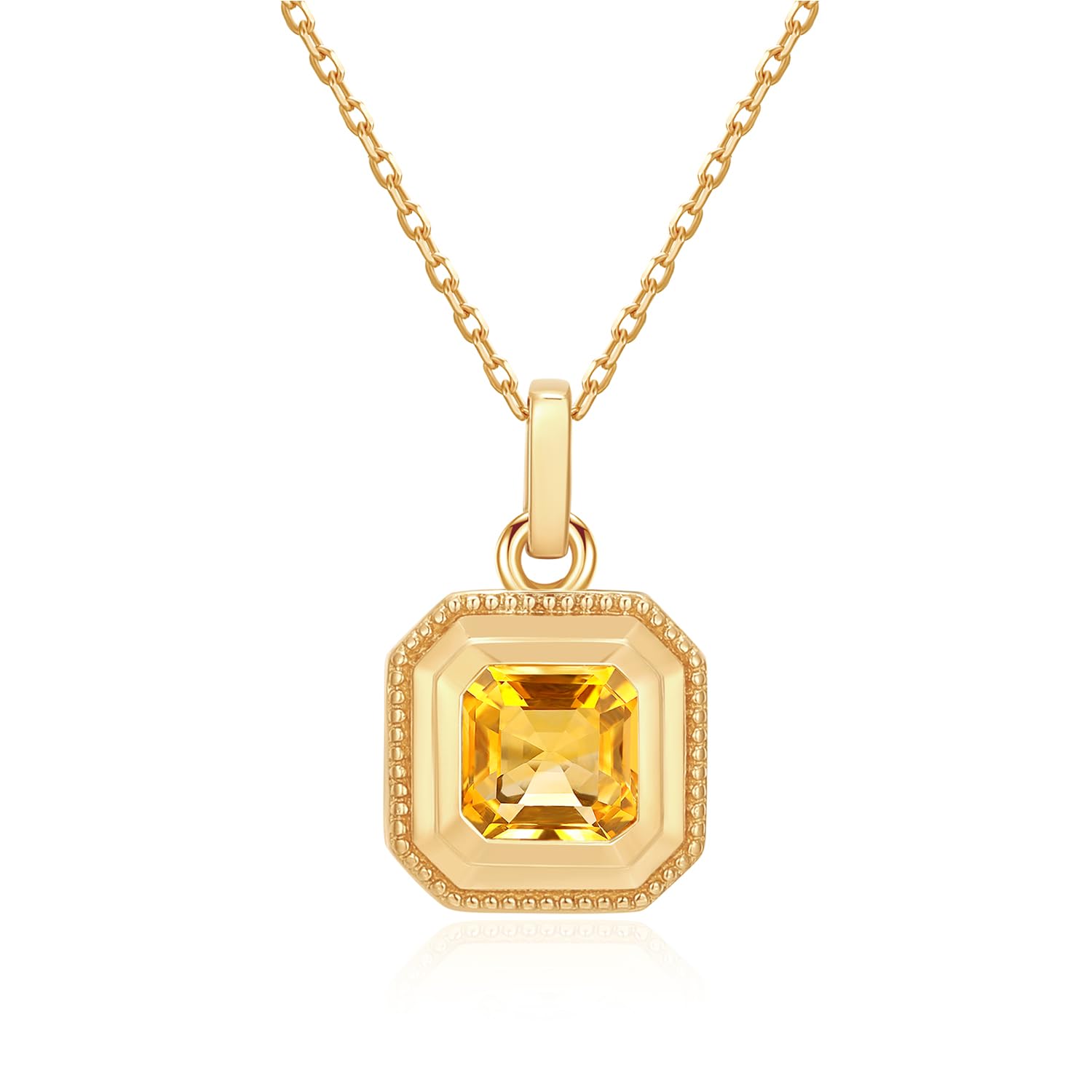 

FANCIME Chroma Luxe 18K Yellow Gold Necklace for Natural Citrine Pendant with Silver Perfect for and Gift Wrapping Women, Birthstone, Chain,