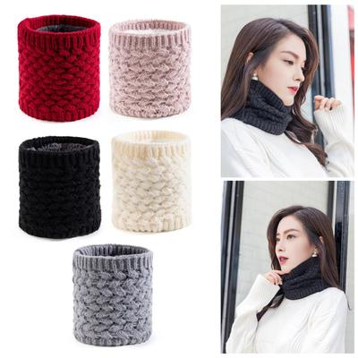 Winter Neckerchief Soft Windproof Fabric Velvet Lining Thickened Knitting Scarf Cold Weather Neck Warmer