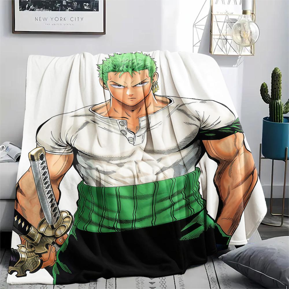 1PC Roronoa Zoro Patterned Flannel Blanket Suitable For All Seasons For Home Decor Warmth And Comfort Gifts Holiday Present