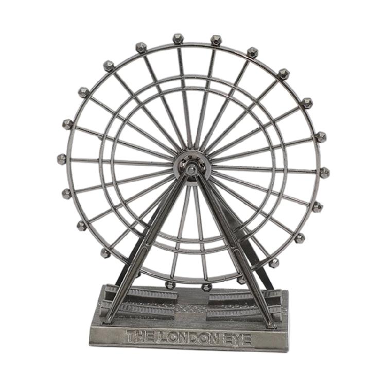 Zinc Alloy Craft Ferris Wheel Display Piece With Rotating Mechanism Landmark Building Collection Ornament Home Decors