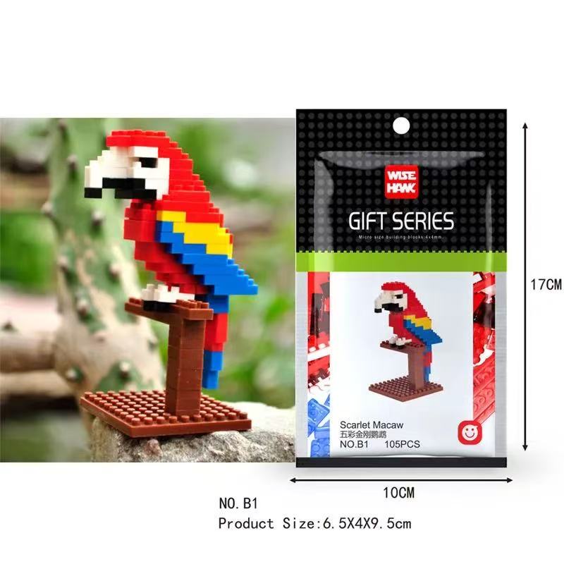 Mini Animals Micro Particle Building Blocks Diamond Bricks Cat Dog Parrot Corgi Flamingo Models Assembly Toys For Kids Children