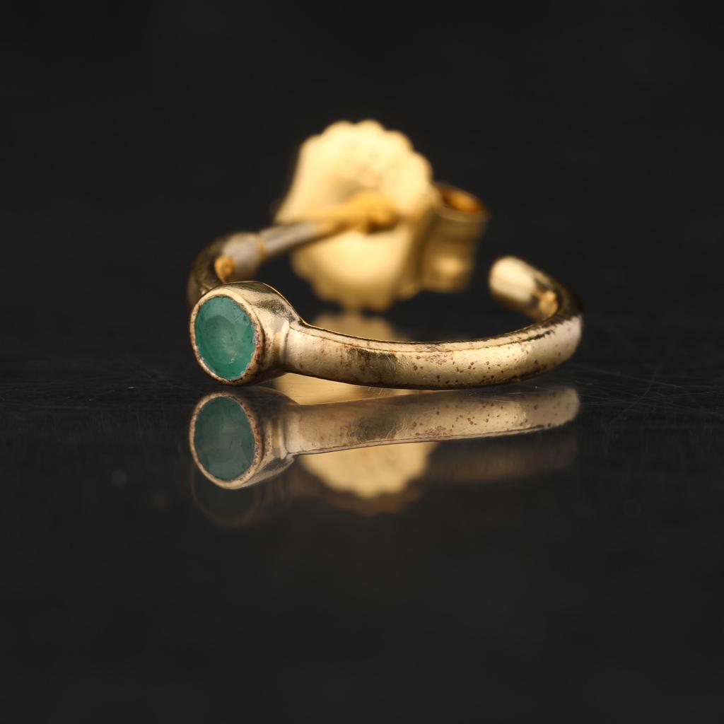 Sakota Emerald Hoop Earrings 925 Sterling Silver Gold Plated Fine Jewelry Gift for Her