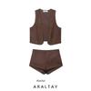 Araltay New Arrival Fashion Style Women's Rivet Suede Effect Vest Shorts 5063831 5063809