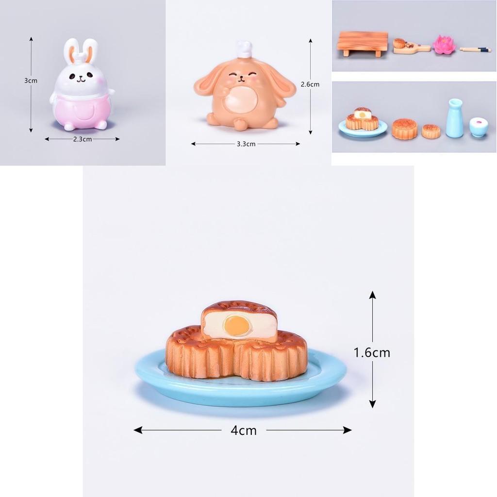 Festively Themed Resin Rabbit Eat Mooncake Micro Landscape Decor For Home And Party Decoration