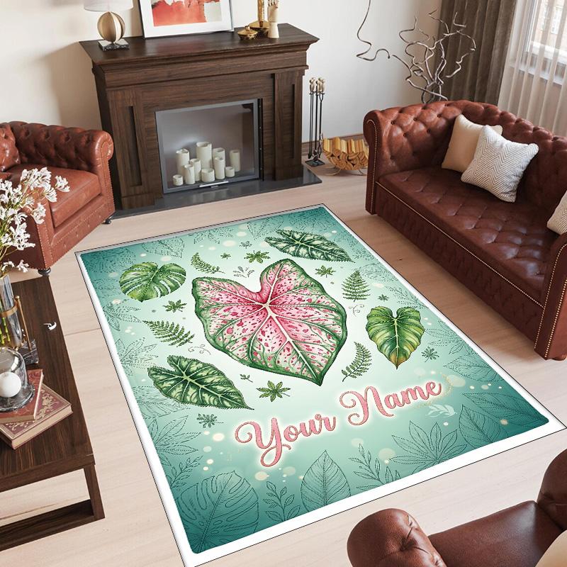 Landscape Theme Crystal Velvet Floor Rug Personalized Custom Name Text Warm Carpet Home Decoration