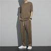Men's Ice Silk Casual Two-Piece Summer Set: Short-Sleeve T-Shirt & Trousers Sportswear