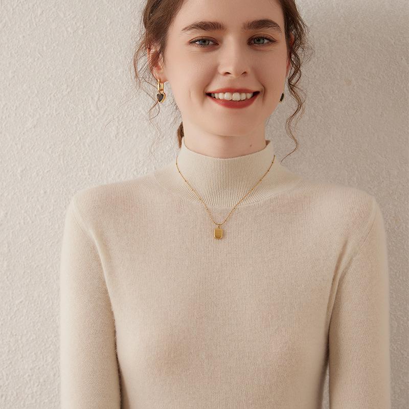 Autumn/Winter 2024 Women's Slim Fit Half-High Neck Cashmere Sweater