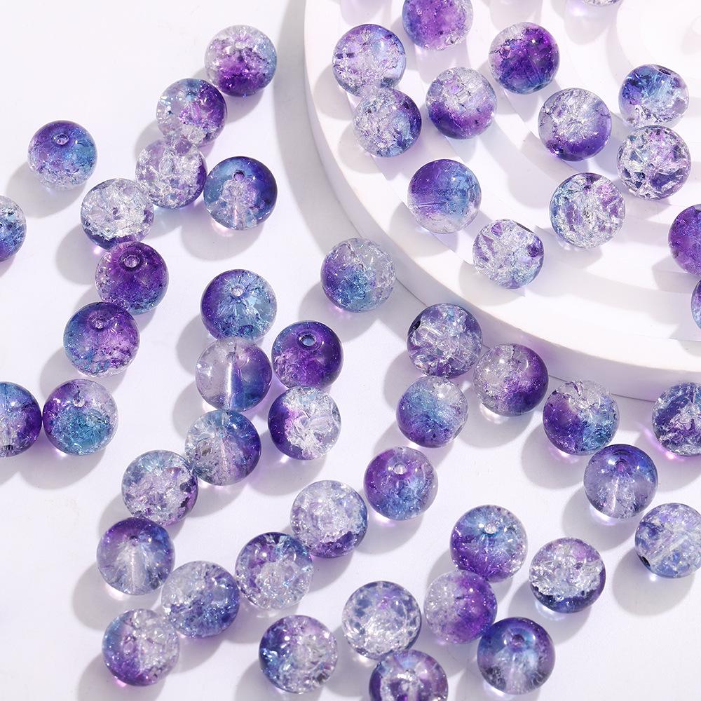 

10мм Двухцветные бусины из кракле-стекла для изготовления браслетов и ожерелий в древнем стиле своими руками 50 pcs/bag approx 63g (Hole 1.5mm)