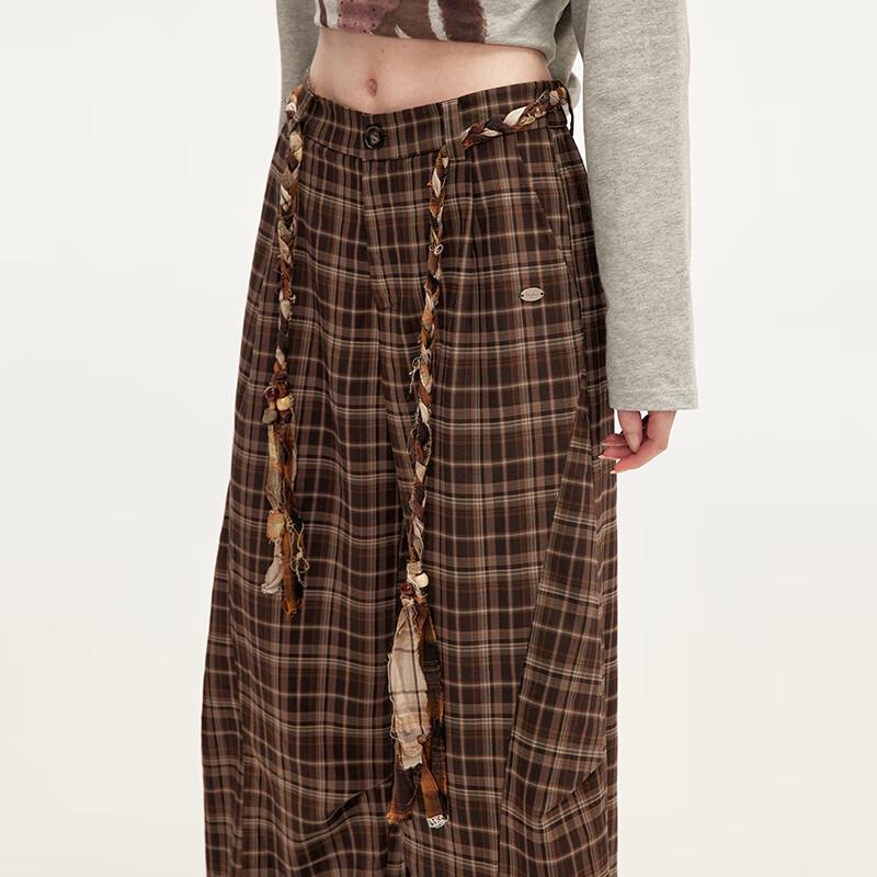 UNIFREE Women's Plaid Loose Fit Cargo Pants