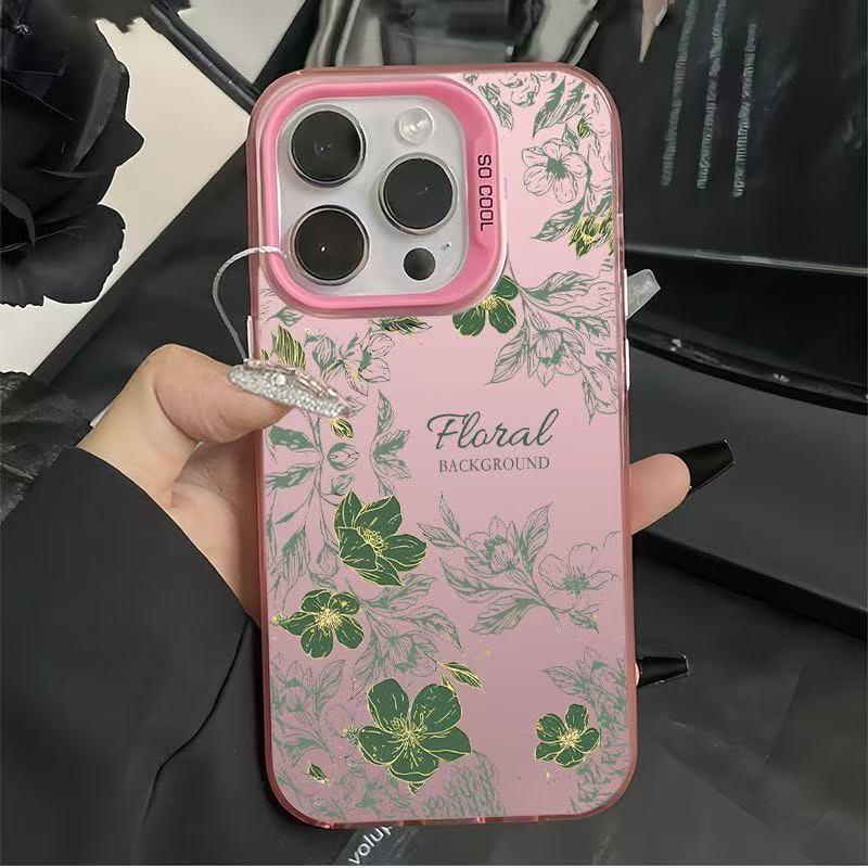 Forest Flower Frosted Phone Case for iPhone 17, 16 Pro Max, 15 Pro, 14/13 - Perfect for Girls
