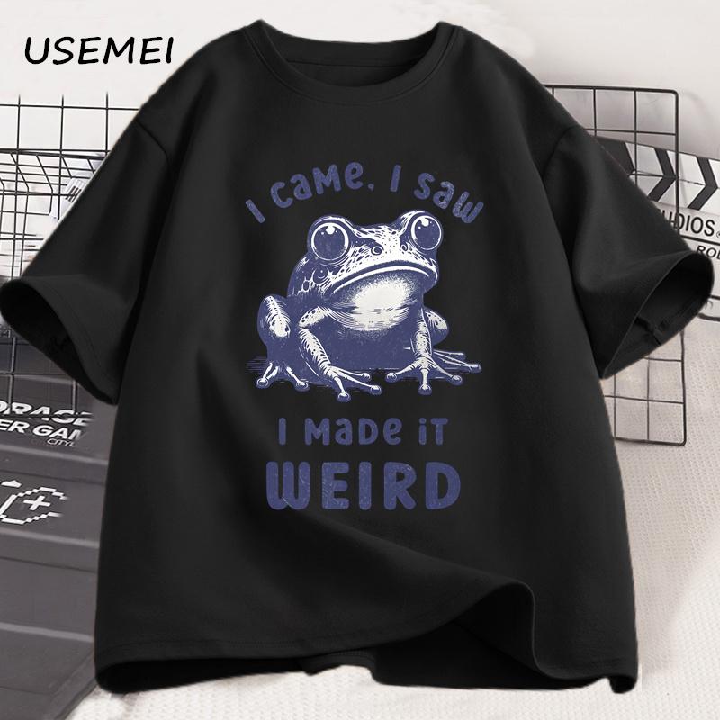 Zrobiłem to dziwne T-shirty Śmieszny dziwny humor T-shirt Żaba Koszulka Frogcore Dziwny nadrukowany T-shirt Odzież męska Streetwear Top