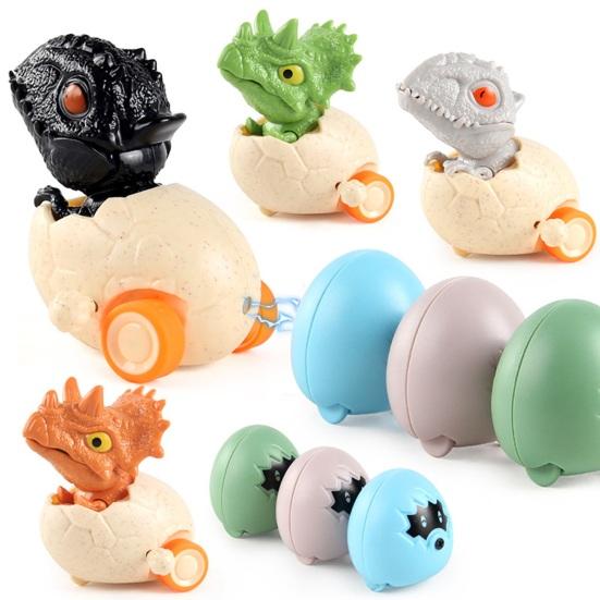 Wind-up Dinosaur Egg Toy Movable Mouth Clockwork Dino Toy with 3 Magnetic Eggs Toddlers Inertial Drive Cartoon Dinosaur Car Toy