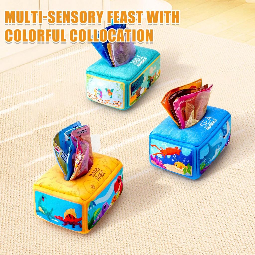 Baby Tissue Box Toys Montessori Toys Suitable For 6 To 12 Months Old Baby Soft Pleated Baby Sensory Toys