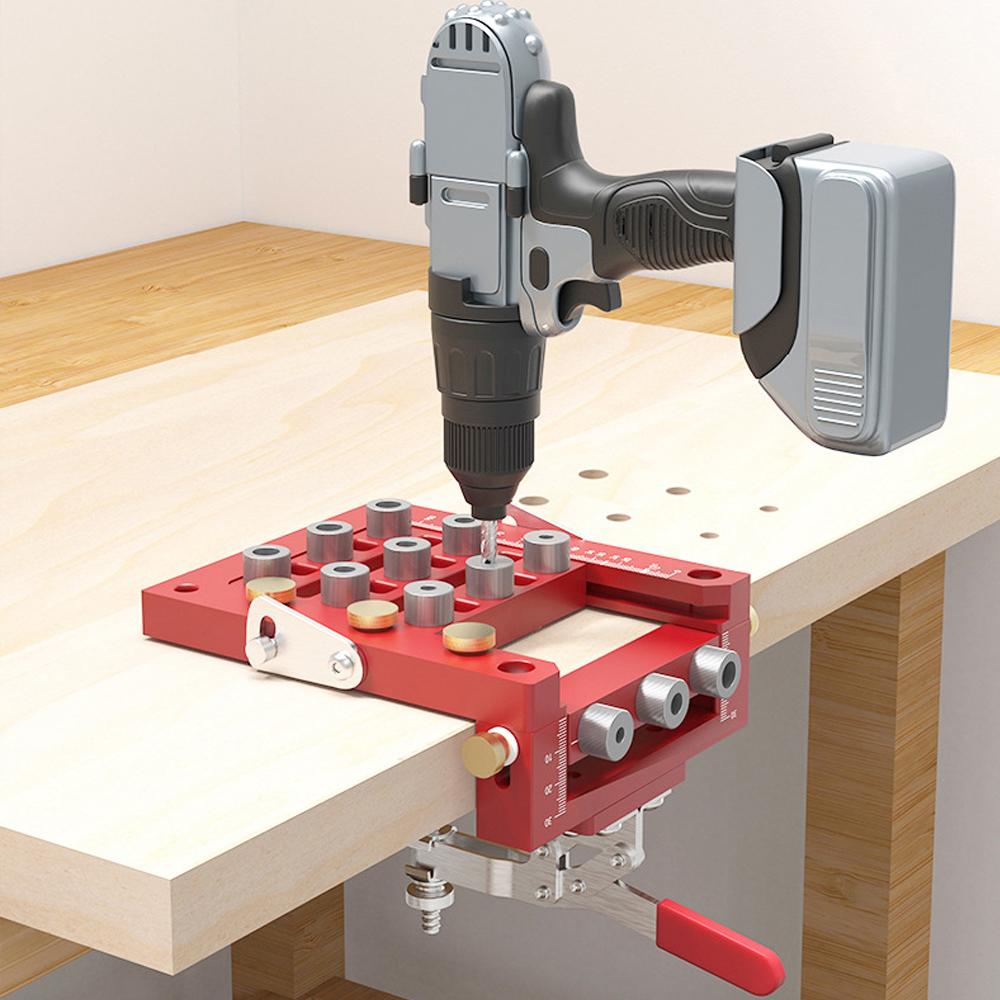 Aluminum Alloy Woodworking Multifunctional 3-in-1 Hinge Locator Punch Woodworking Tools Furniture Hole Punch Locator Punch Tool