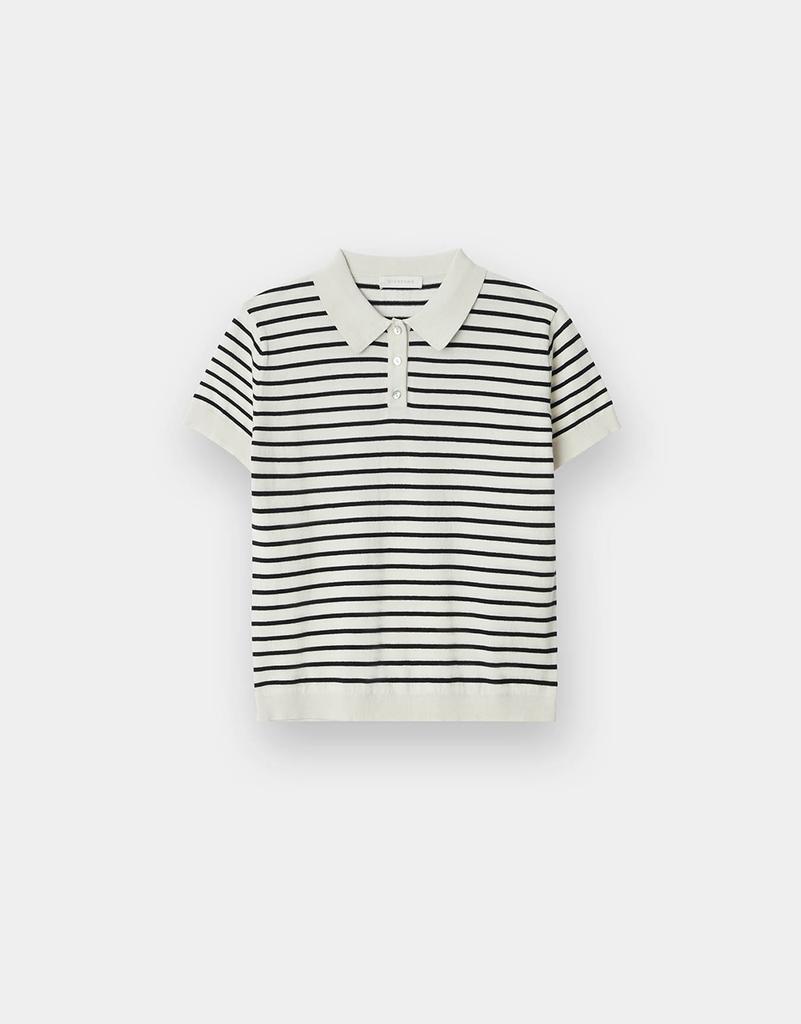 GIORDANO Striped Polo Neck Short Sleeve Knit Sweater (12Gg) 356524 [3Color]