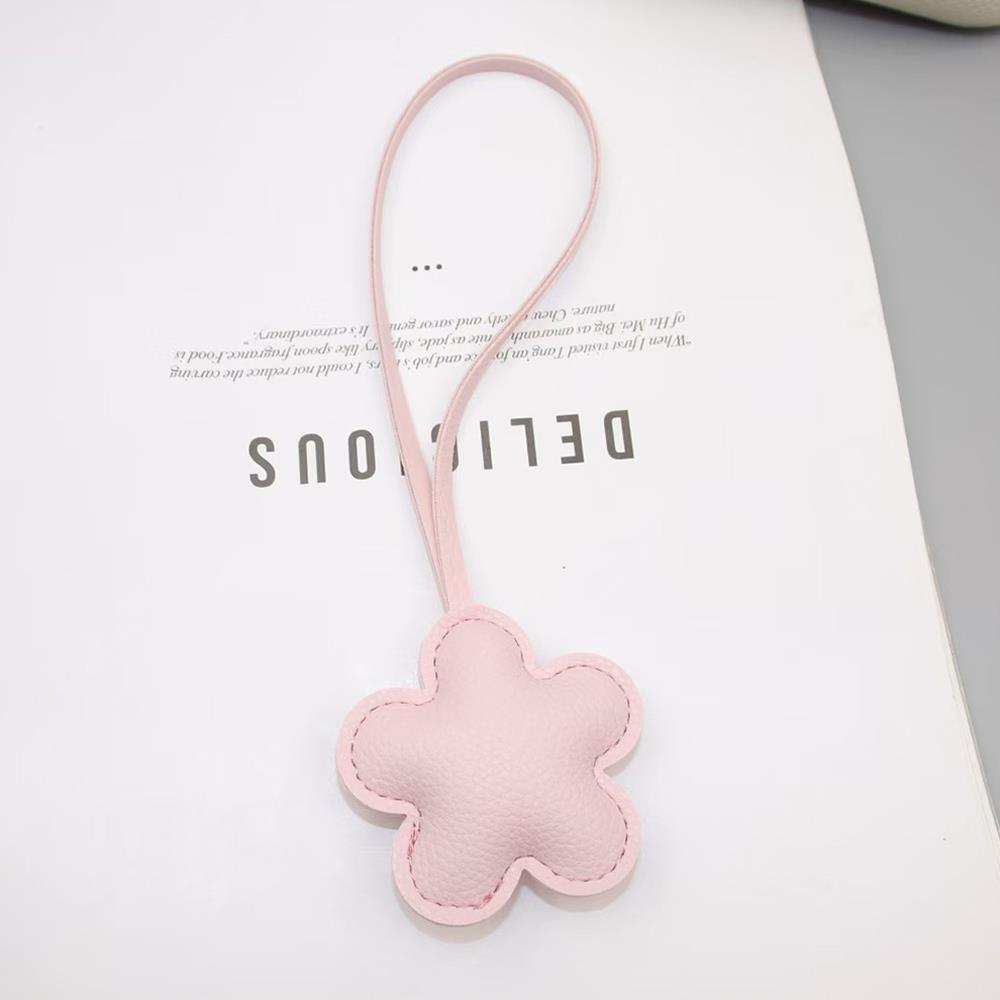 Cute Flower Keychain Women's Exquisite Bag Pendant Creative PU Leather Car Keyring Hand Rope Bag Charm Jewelry Accessory Gifts